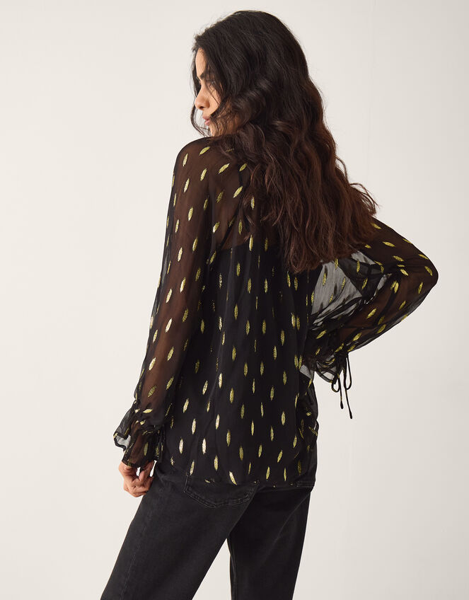 La Galeria Elefante Cowgirl Shimmer Blouse, Black (BLACK GOLD), large