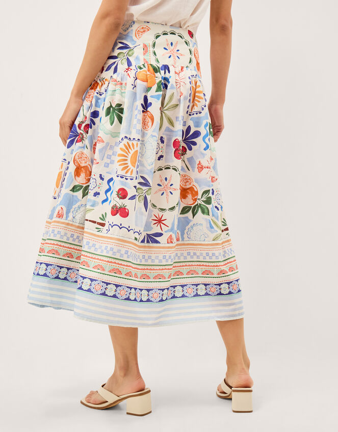 Monsoon x Charlie Taylor Printed Midi Skirt, White (WHITE), large