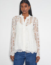 Lottie Lace Shirt, Ivory (IVORY), large
