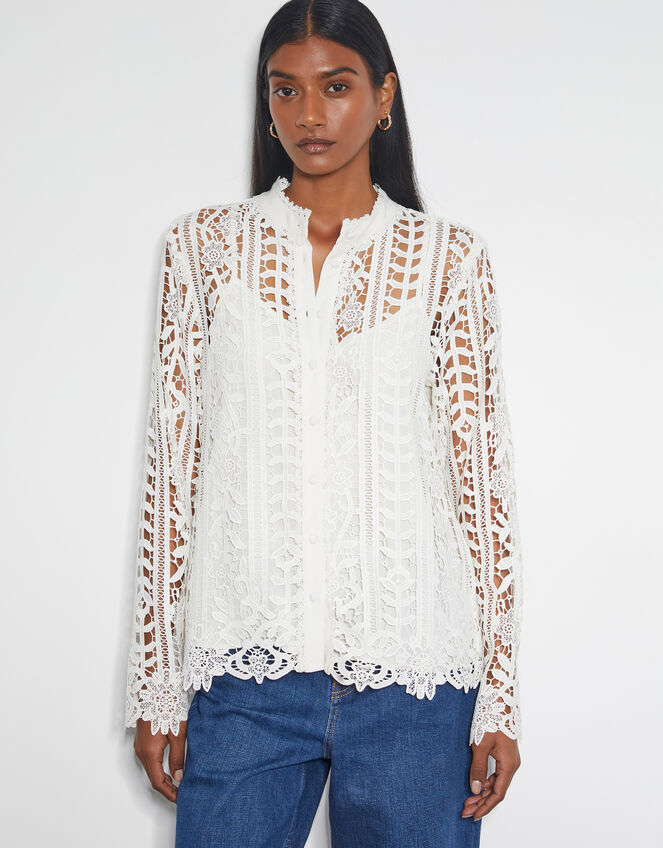 Lottie Lace Shirt, Ivory (IVORY), large