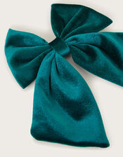 Velvet Bow Hair Clip, Green (GREEN), large