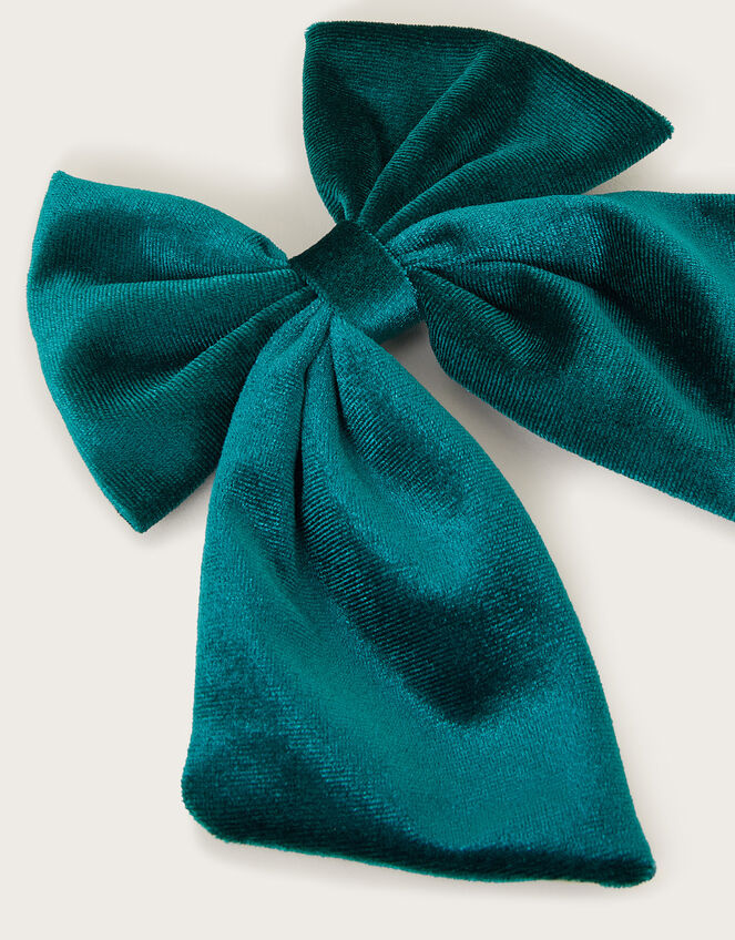 Velvet Bow Hair Clip, Green (GREEN), large