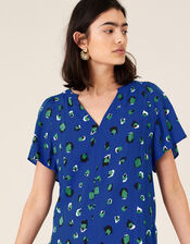 Animal V-Neck Top with LENZING™ ECOVERO™, Blue (COBALT), large