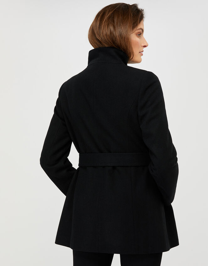 Rita Wrap Collar Coat Short, Black (BLACK), large