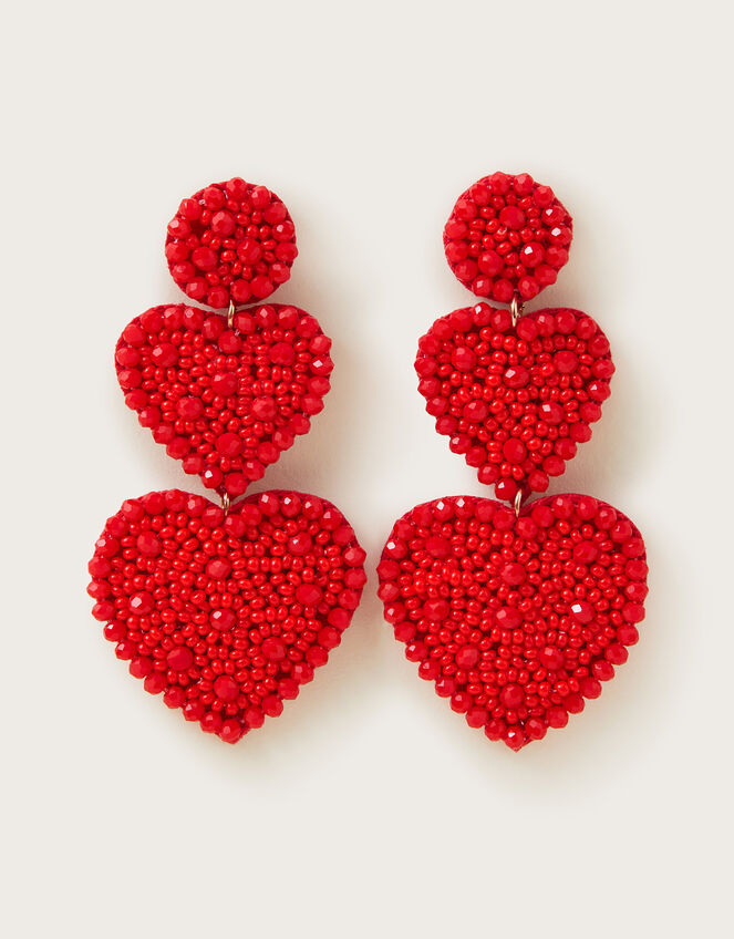 Beaded Heart Earrings , , large