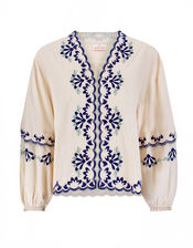 East Cresta Long Sleeve Embroidered Blouse, Ivory (IVORY), large