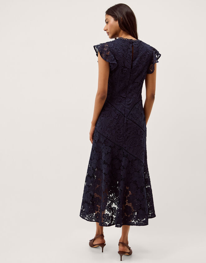Gina Floral Lace Midi Dress, Blue (NAVY), large