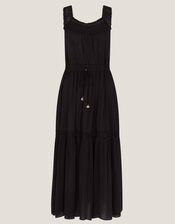Maddi Sleeveless Embroidered Midi Dress, Black (BLACK), large