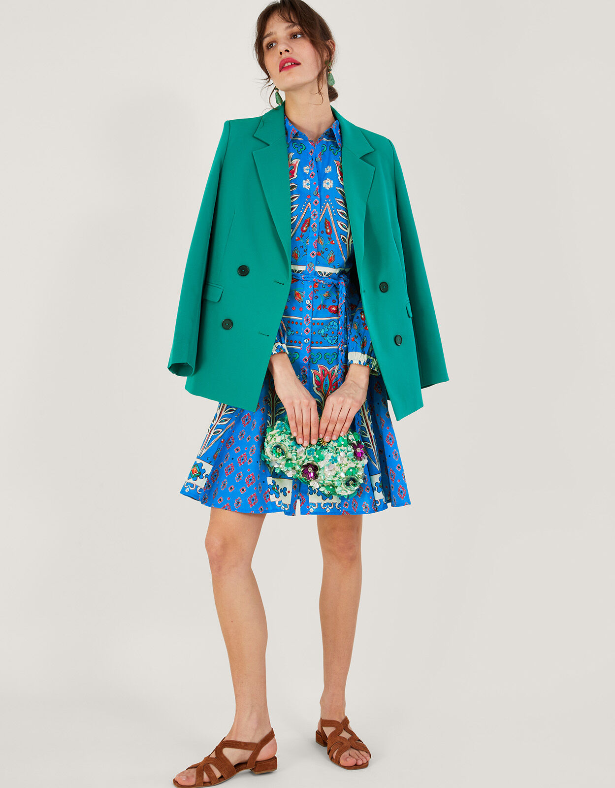 Mixed print shirt dress outlet