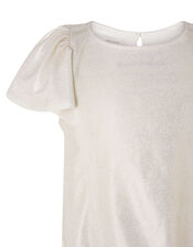 Shimmery Frilled T-shirt, Gold (GOLD), large