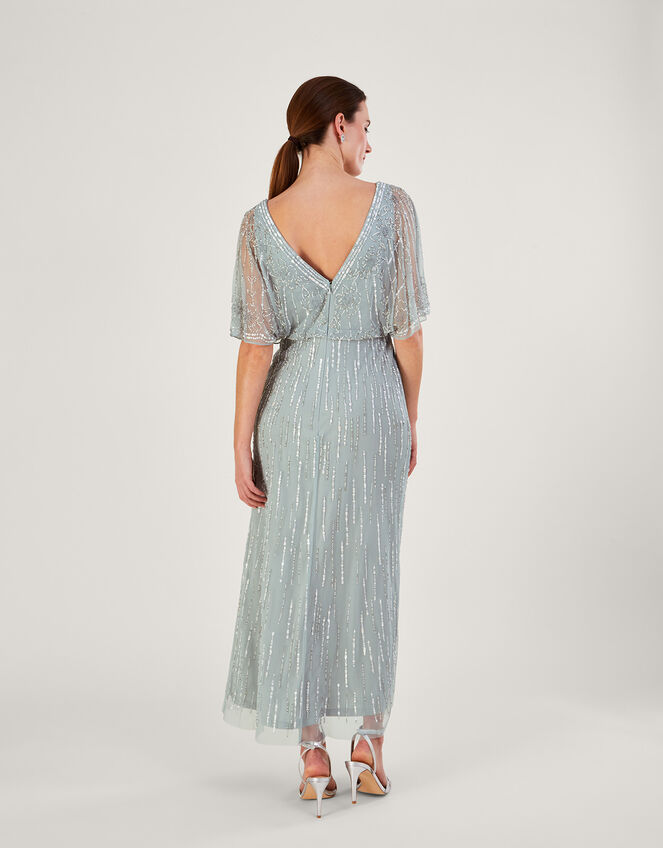 Elizabeth Embellished Shorter Length Maxi Dress in Recycled Polyester, Green (GREEN), large