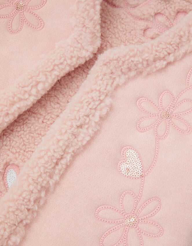 Floral Embellished Faux Suede Gilet, Pink (PINK), large