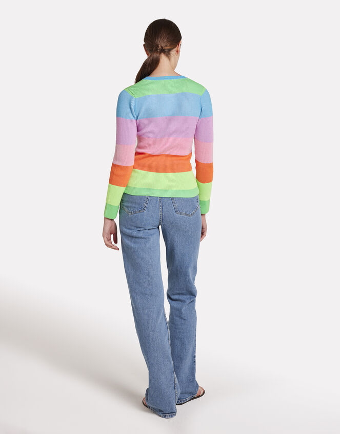 Wispr Stripe Crew Neck Jumper, Multi (MULTI), large