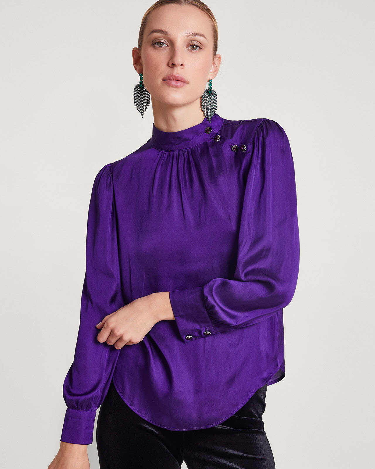 Mauve satin blouse clearance