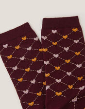 Sparkle Heart Argyle Socks, Red (BURGUNDY), large