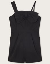 Bow Asymmetrical Playsuit, Black (BLACK), large