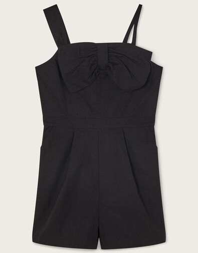 Bow Asymmetrical Playsuit, Black (BLACK), large