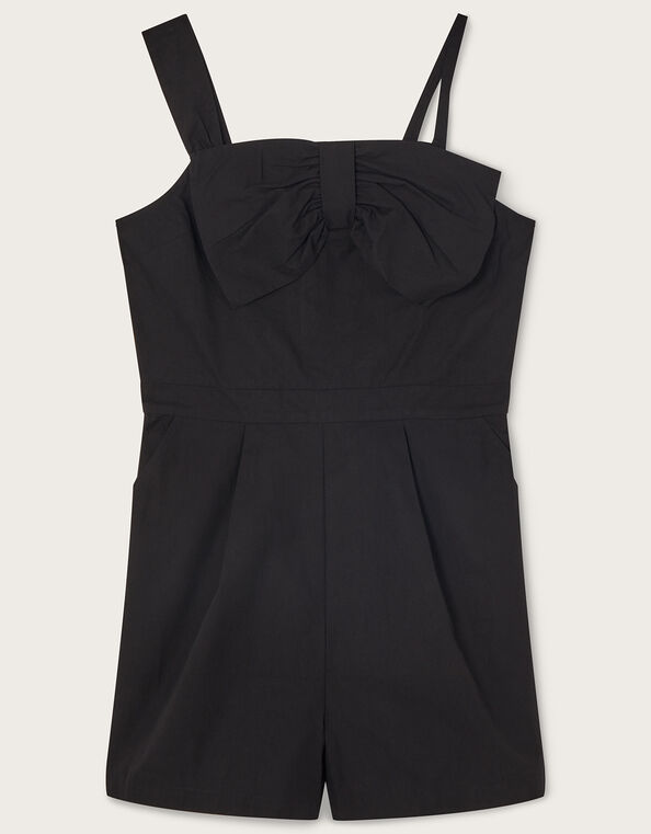 Bow Asymmetrical Playsuit, Black (BLACK), large