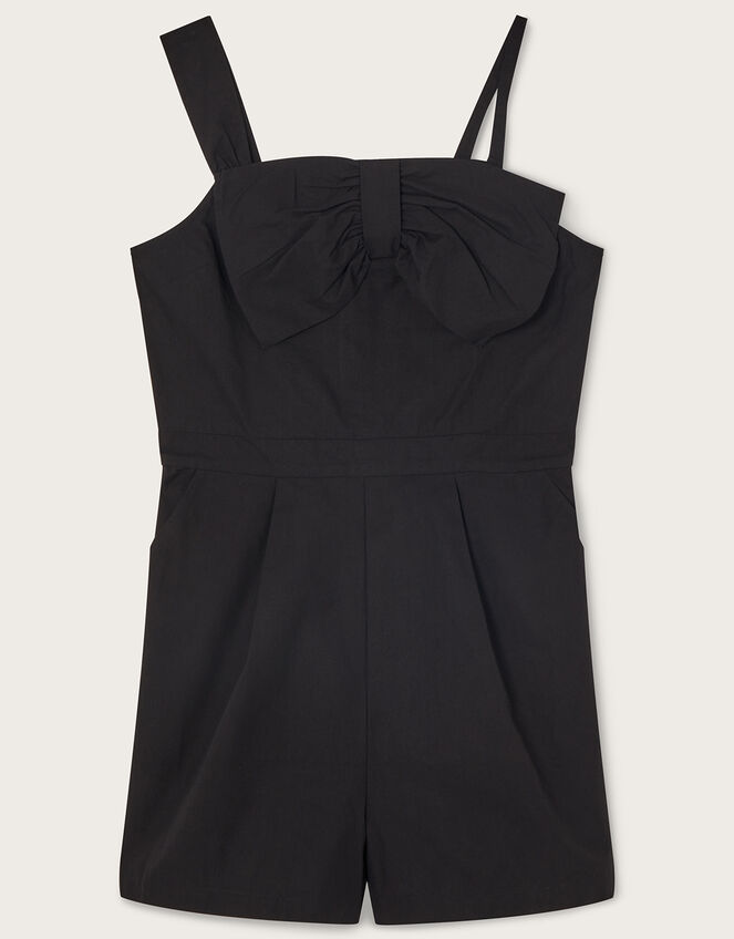 Bow Asymmetrical Playsuit, Black (BLACK), large