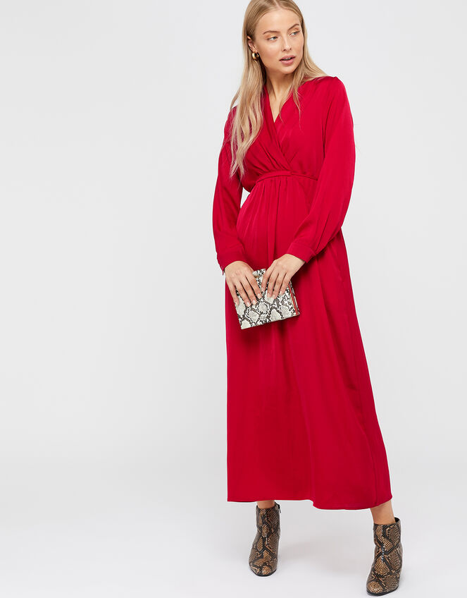 Felicity Satin Midi Dress, Red (RED), large
