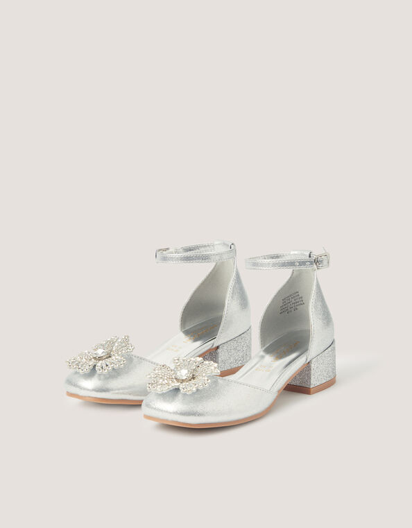 Gemstone Flower Two Part Heels , Silver (SILVER), large