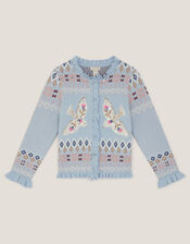 Swallow Fair Isle Cardigan, Blue (BLUE), large