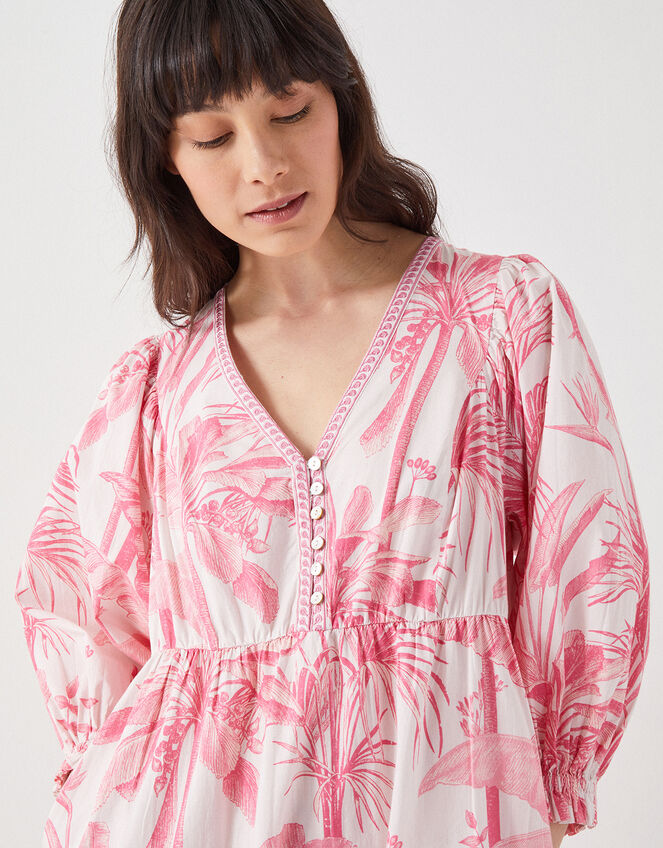 East Nanda Tropical Print Midi Dress, Pink (PINK), large