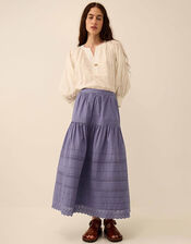 East Betsy Cotton Poplin Midi Skirt, Blue (BLUE), large