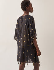 Ivy Palm Embroidered Kaftan, Black (BLACK), large