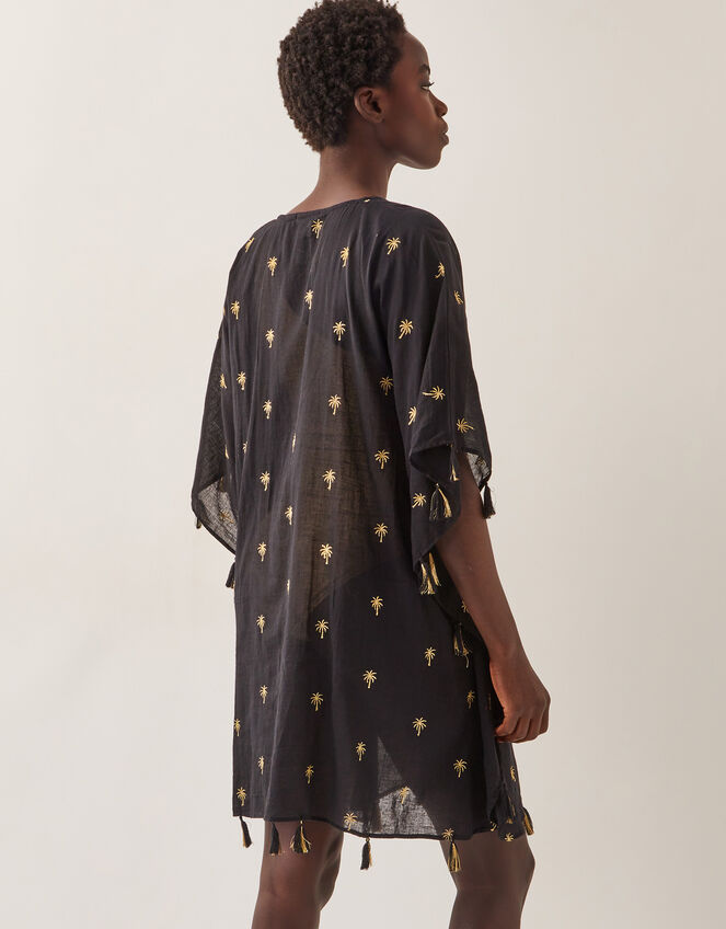 Ivy Palm Embroidered Kaftan, Black (BLACK), large