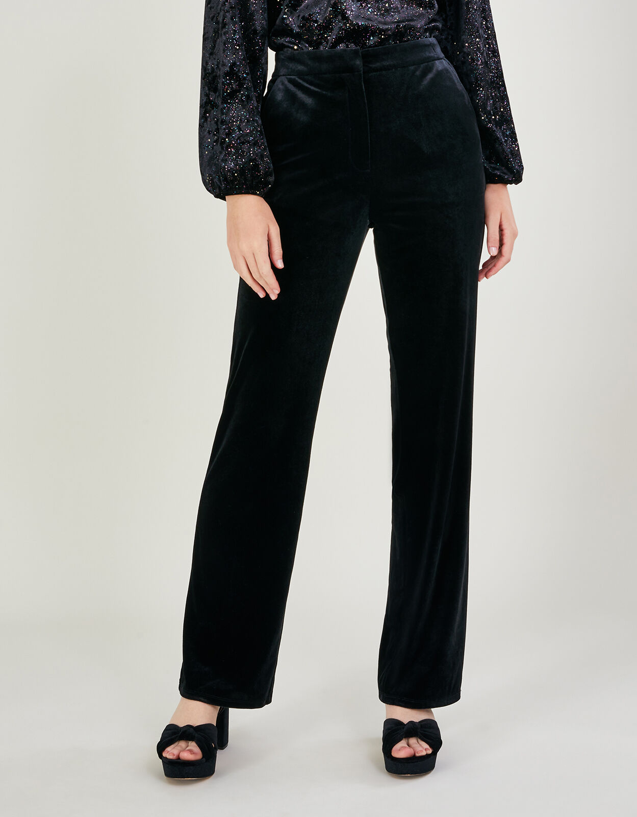 Black velvet shop bootcut trousers