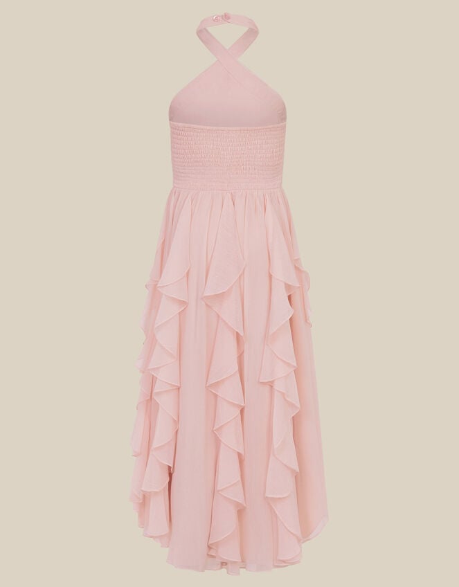 Arizona Halter Ruffle Prom Dress, Pink (PALE PINK), large