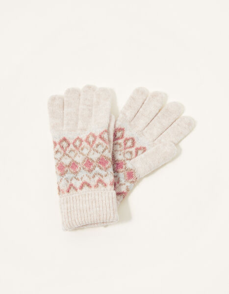 Fair Isle Knit Gloves, , large
