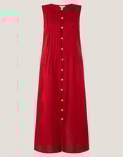 Monica Sleeveless Pleated Midi Dress, Red (RED), large