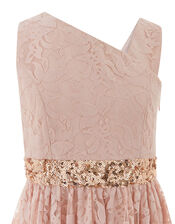 Abigail One-Shoulder Lace Dress with Sequins, Pink (PINK), large