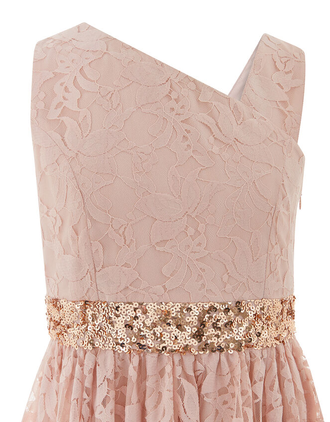 Abigail One-Shoulder Lace Dress with Sequins, Pink (PINK), large