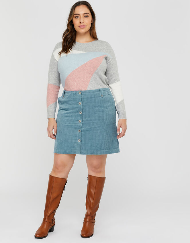 Jessica Jumbo Cord Skirt, Blue (BLUE), large