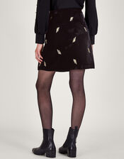 Faye Embellished Velvet Skirt, Black (BLACK), large