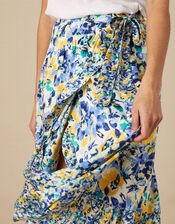 Floral Wrap Skirt in Recycled Polyester, Blue (BLUE), large