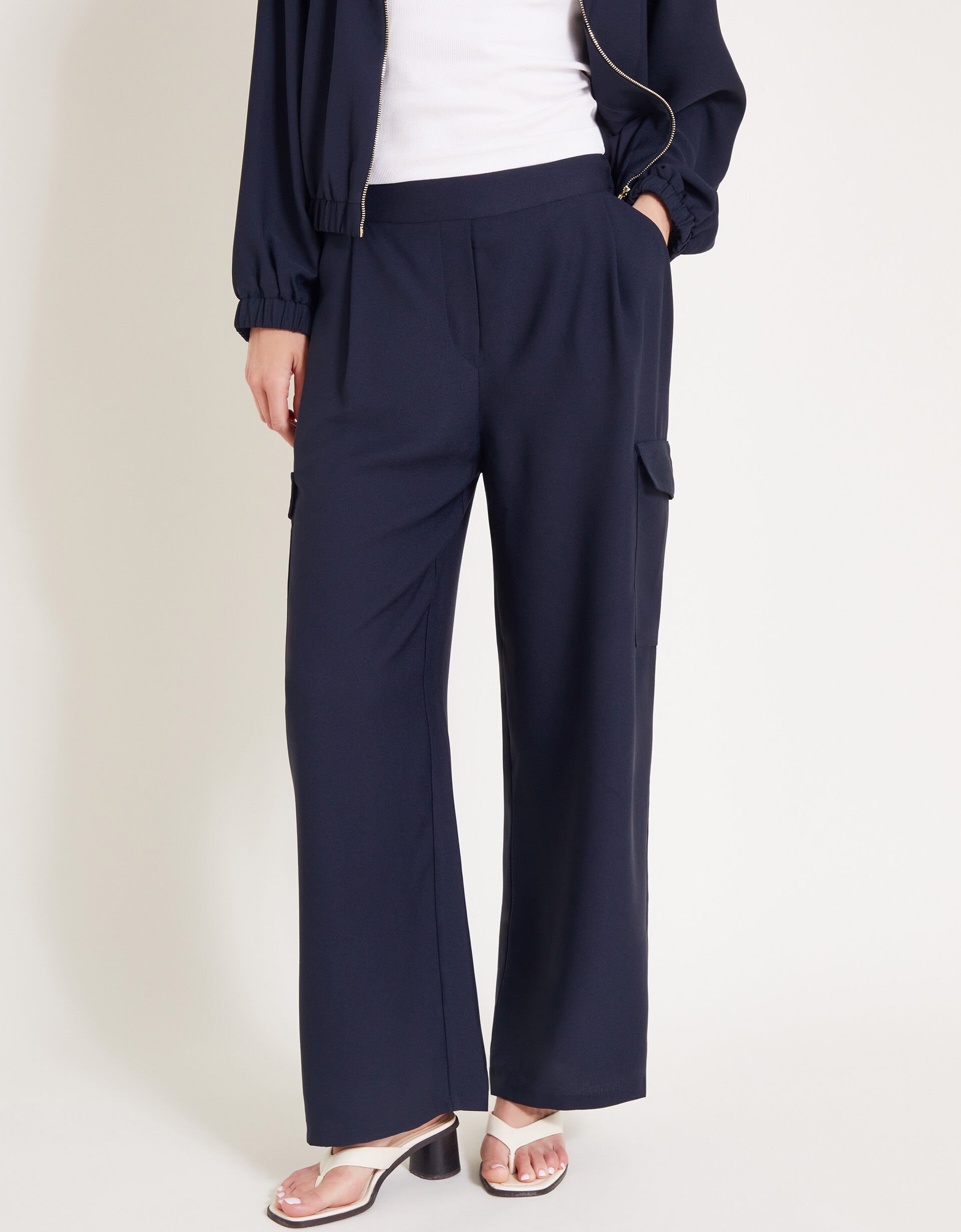 Jody Cargo Trousers Blue Trousers Leggings Monsoon UK