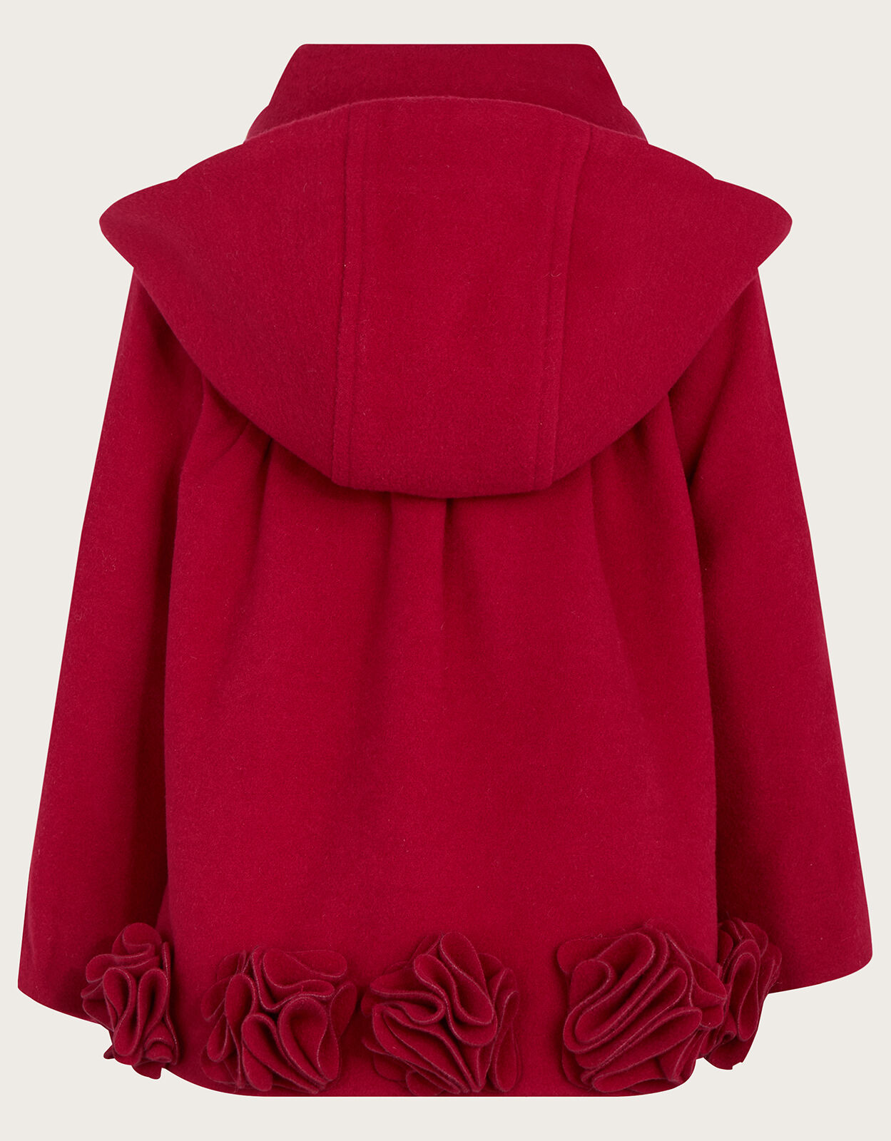 Baby Rose Hem Pleated Coat with Hood Red