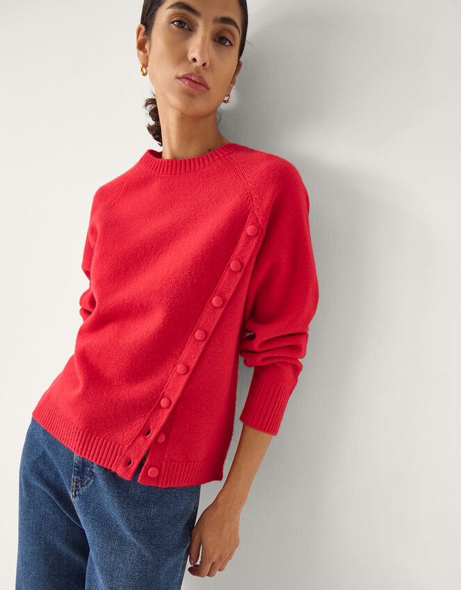 Bray Asymmetrical Button Jumper Red