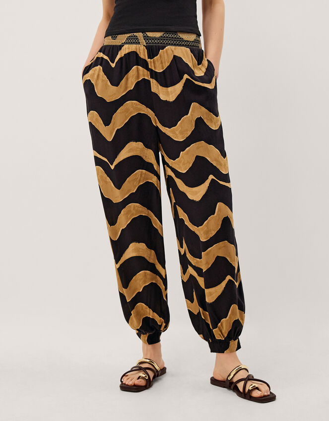 Zahara Print Balloon Trousers, Black (BLACK), large