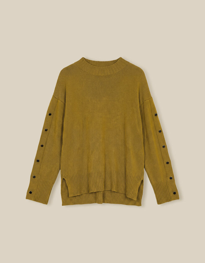 Bree Button Knit Jumper, Green (CHARTREUSE), large