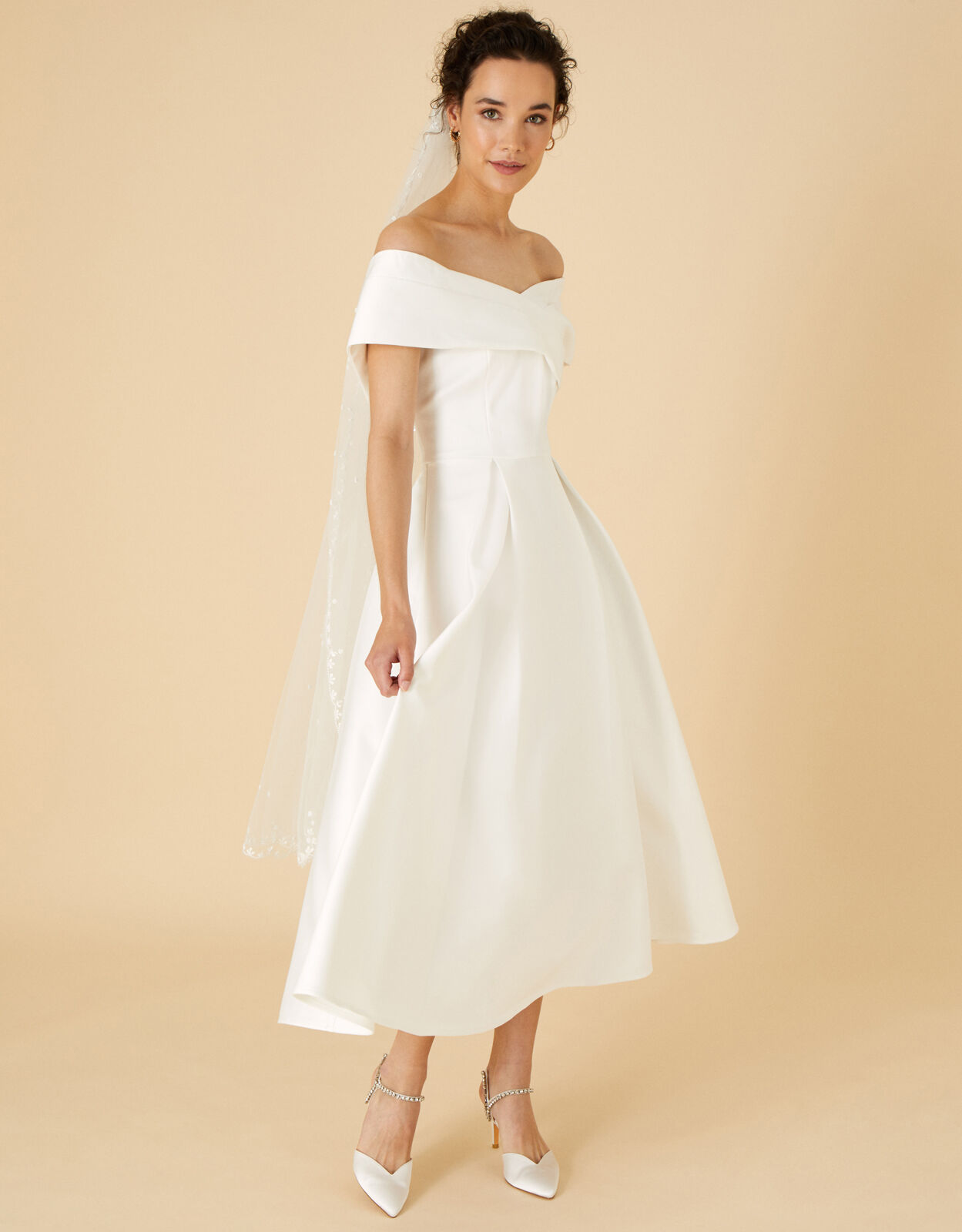 Miranda Bardot Bridal Midi Dress Ivory