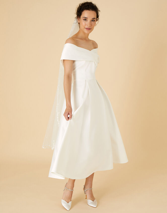 Miranda Bardot Bridal Midi Dress, Ivory (IVORY), large