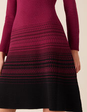 Ombre Knit Dress with Sustainable Viscose, Red (BERRY), large