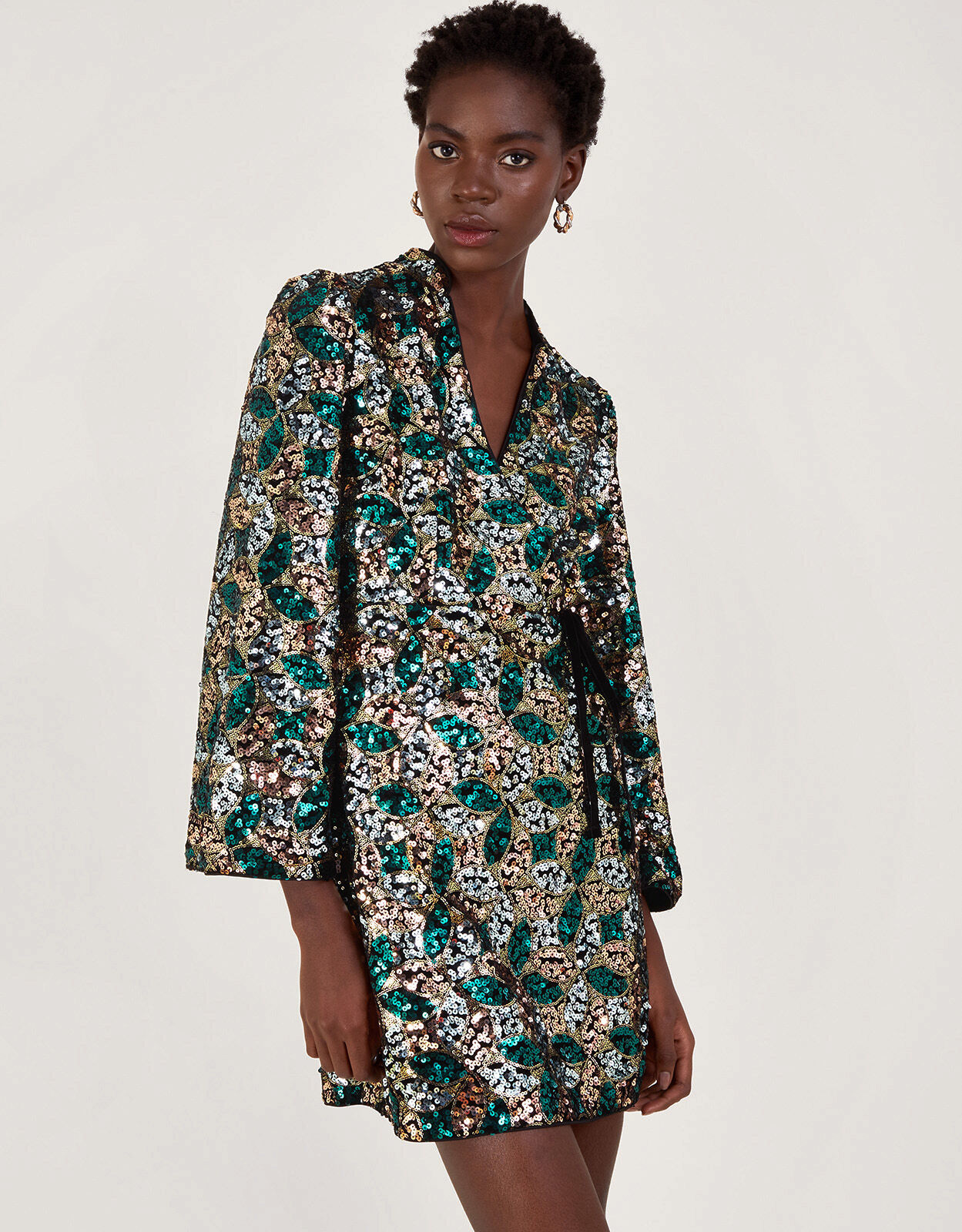 Sasha Sequin Wrap Dress Gold