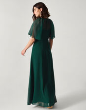 Mona Angel Sleeve Maxi Dress, Green (DARK GREEN), large