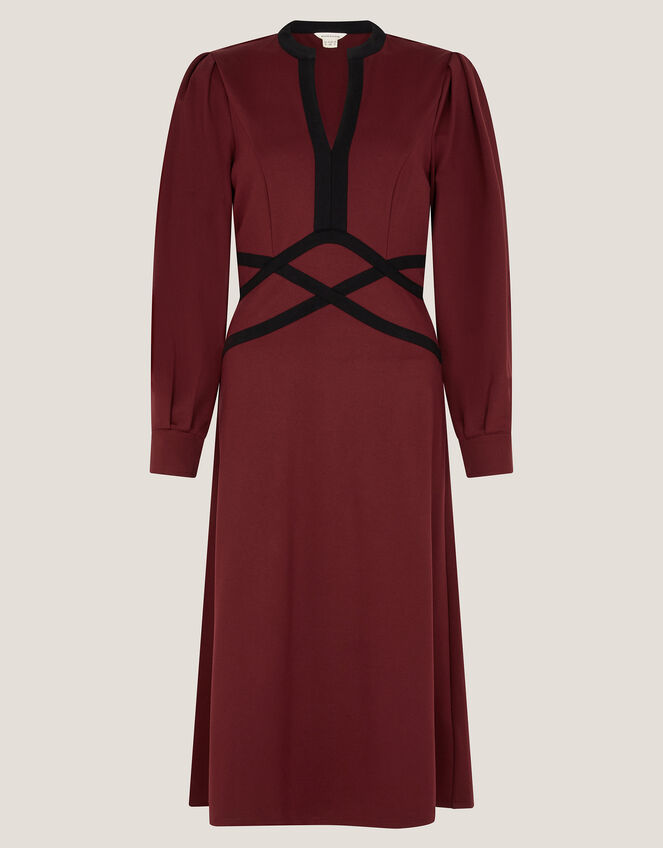 Julia Jersey Midi Dress, Red (BURGUNDY), large